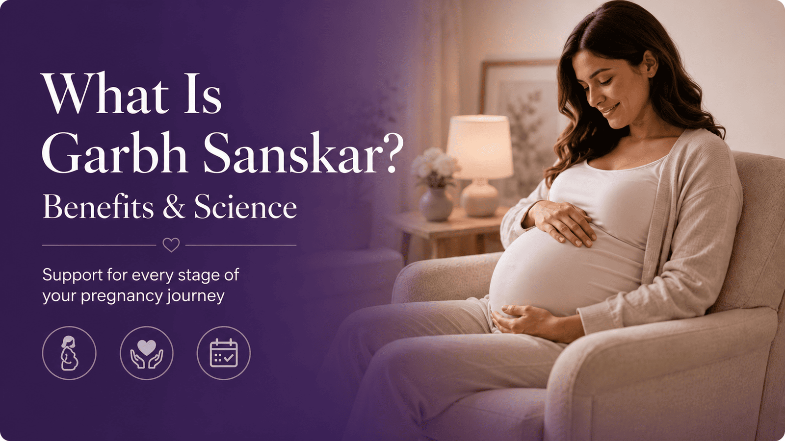 what is garbh sanskar — pregnant woman practicing a calm prenatal routine at home