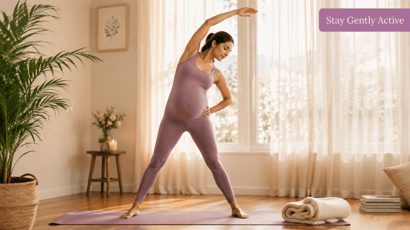 pregnant woman practicing safe prenatal yoga from pregnancy care guide