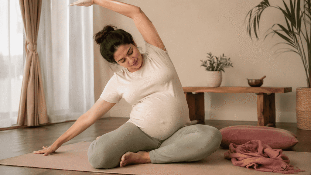 Garbh sanskar month 1 gentle prenatal stretch at homeTitle: Garbh Sanskar Month 1 Gentle Movement