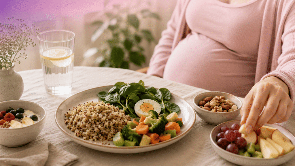 Nutrient-rich foods supporting common symptoms in the first trimester of pregnancy